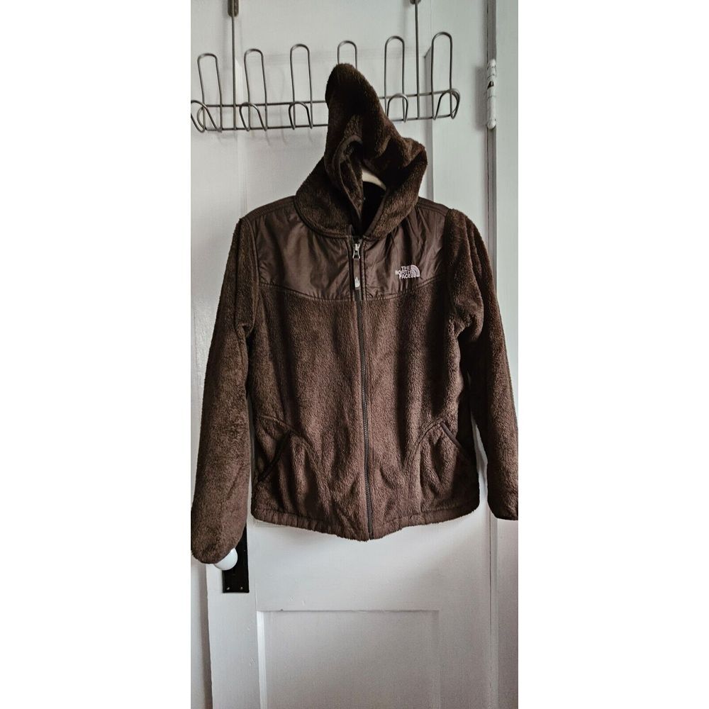 The North Face Brown Fuzzy Fleece Girls Jacket size XL w/hood